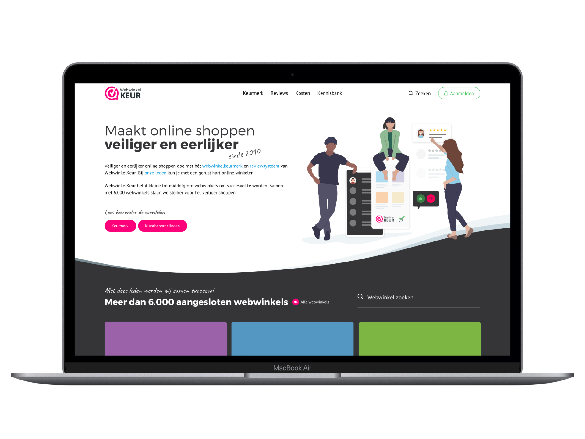 WebwinkelKeur weergegeven in een Shots laptopmockup